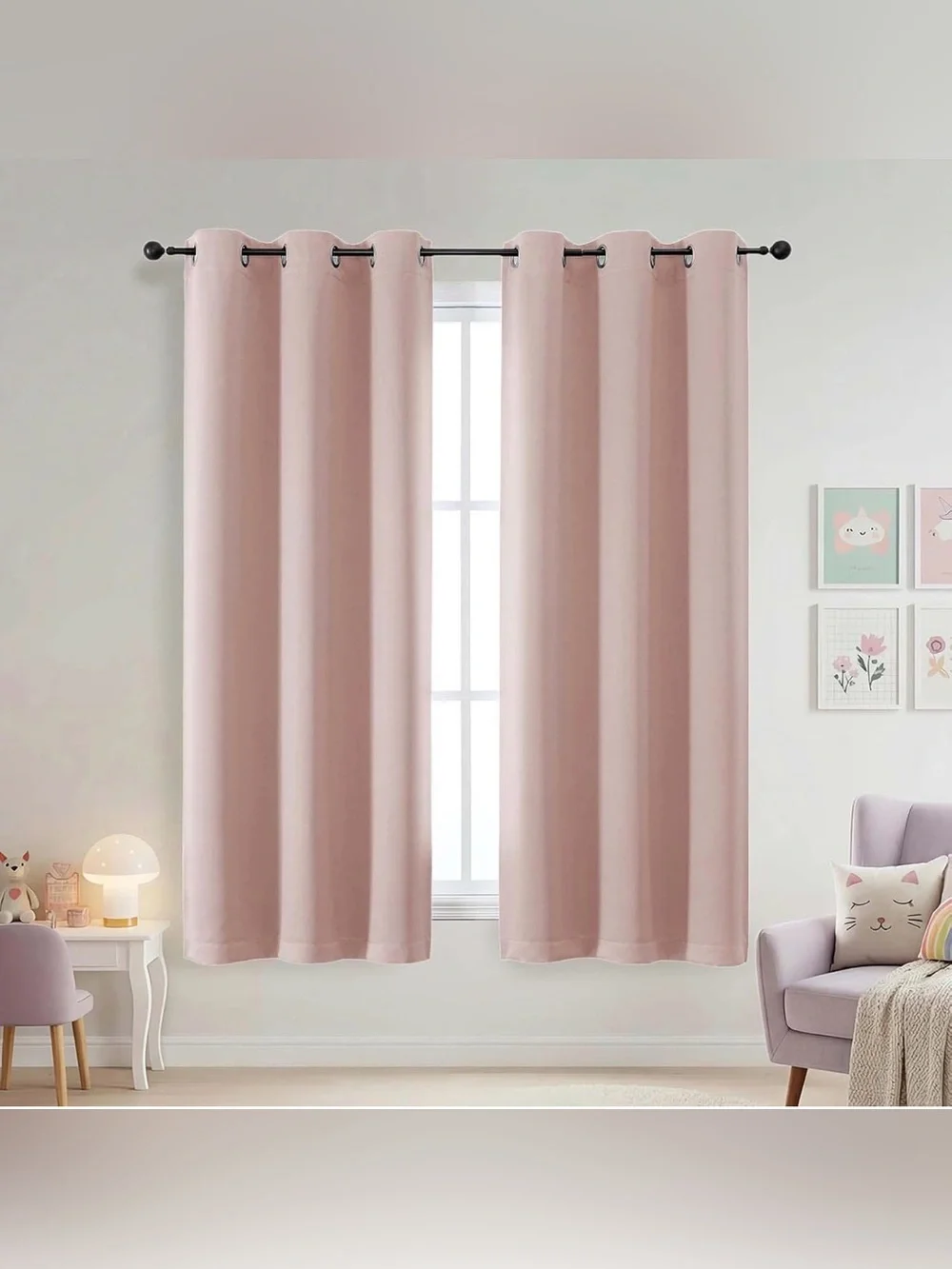 Ebesto Blush Pink Blackout Curtains Set of 2 40x63 Thermal Grommet NWT